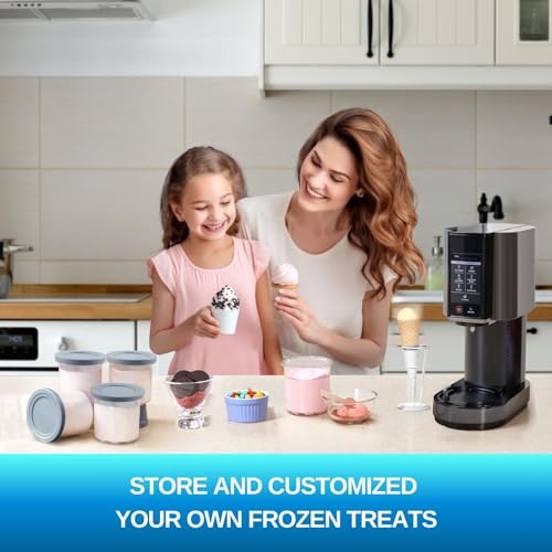 Ninja Creami Deluxe Pints and Lids - 4 Pack, Extra Delux Pint Containers Compatible with Ninja Creamy NC500, NC501, CN501CO Series Ice Cream Machines, 24 OZ Creami Deluxe 11-in-1 XL Cups