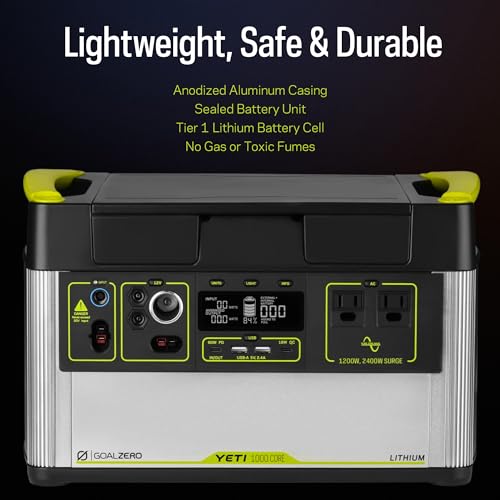 Goal Zero Yeti 1000 Core Portable Power Station, 1,000 W, Solar-Powered Generator (Solar Panel Not Included), USB-A/USB-C Ports and AC Outlets, Power for Camping - Radiant Selections