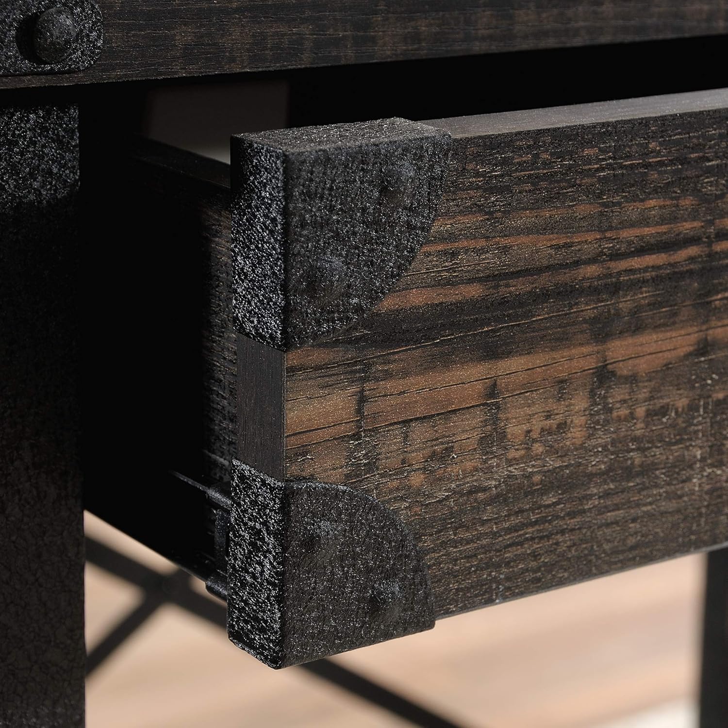 Sauder 423912 Steel River Desk, Carbon Oak Finish