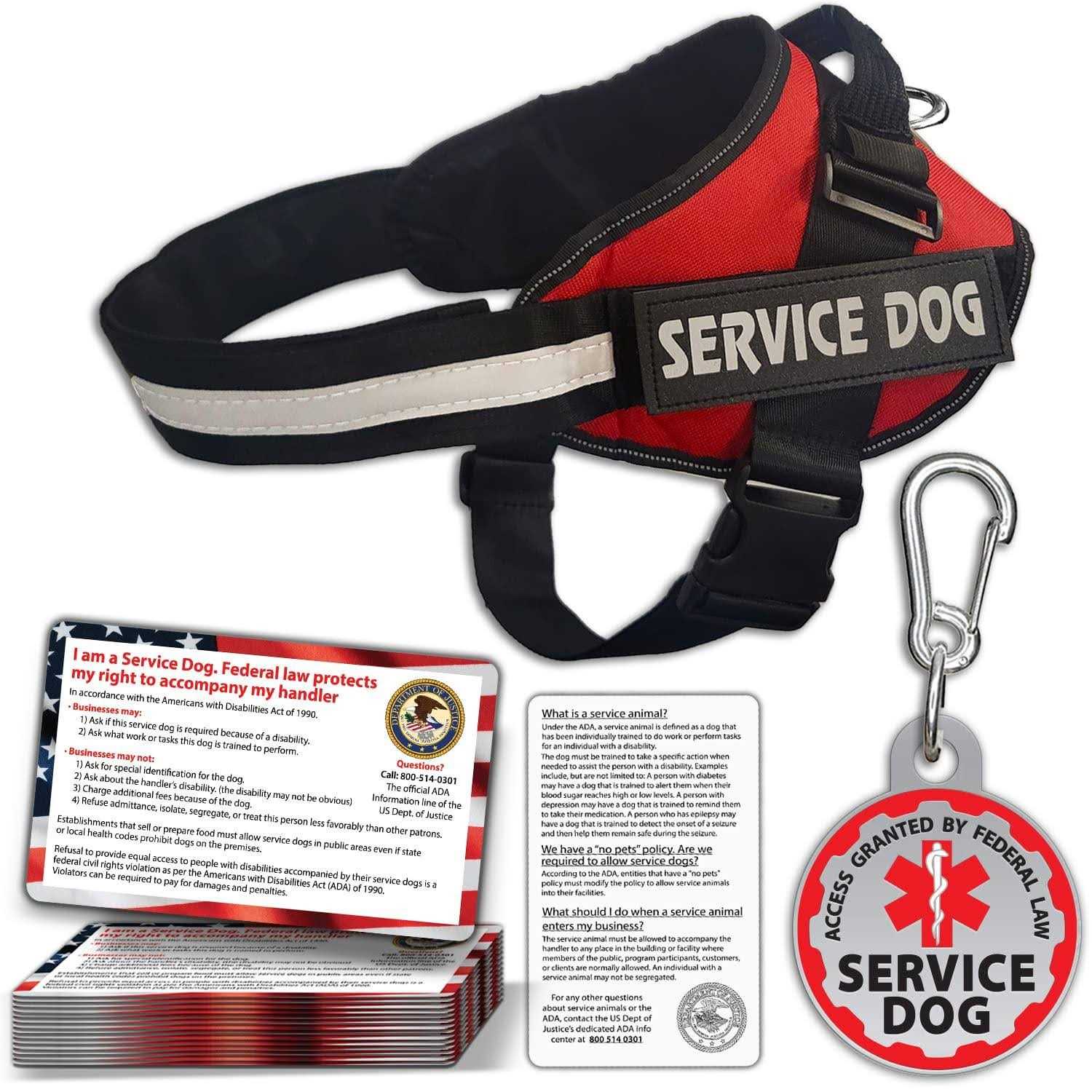 Pelto Service Dog Vest + ID Tag + 50 ADA Information Cards Service Dog Harness w patch in Sizes X Small to XX Large - Pet Supplies online store