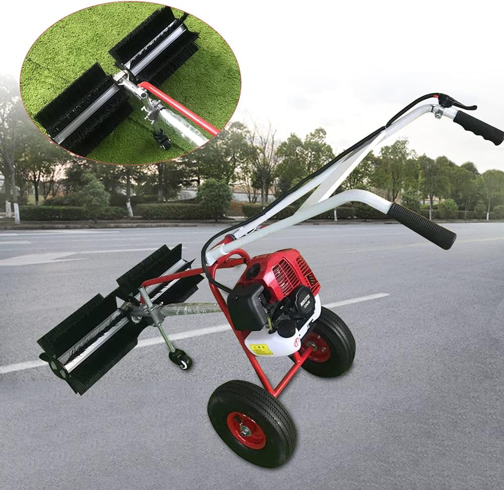 DNYSYSJ 2-Stroke 1.25 kW Gasoline Power Sweeper Broom Driveway Turf Cleaning Snow Grit 43CC Gas Power