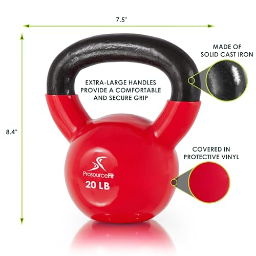 ProsourceFit Vinyl Coated Cast Iron Kettlebells for Full Body Fitness Workouts