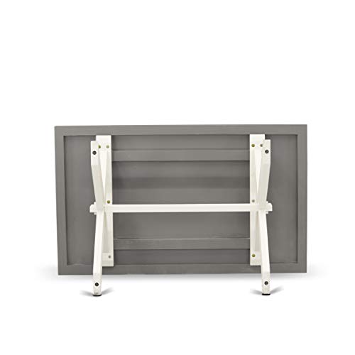 East West Furniture X-Style 7 Piece Kitchen Set Consist of a Rectangle Table with X-Legs and 6 Light Grey Faux Leather Parson Dining Chairs, 40x72 Inch, X097FO244-7