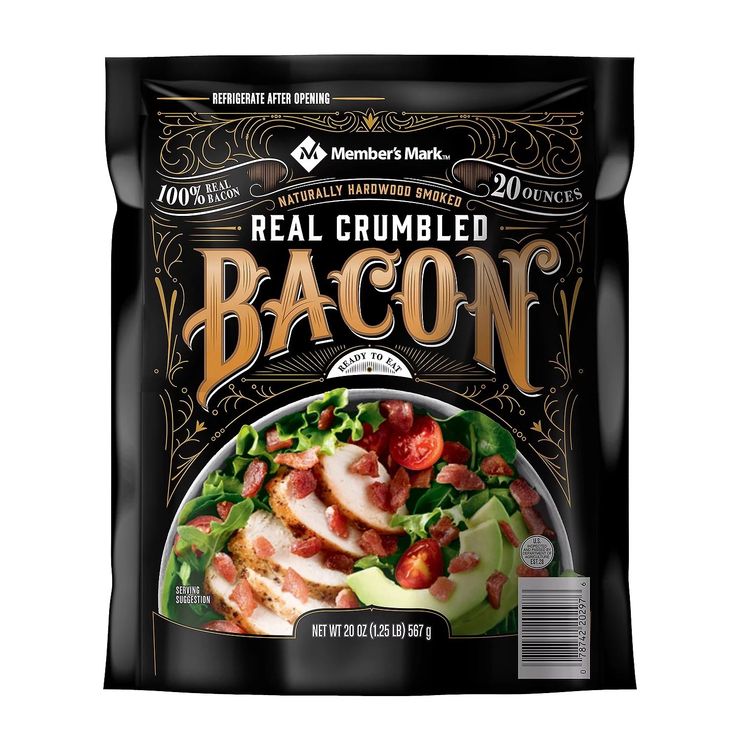 Members Real Crumbled Bacon, 20 Oz