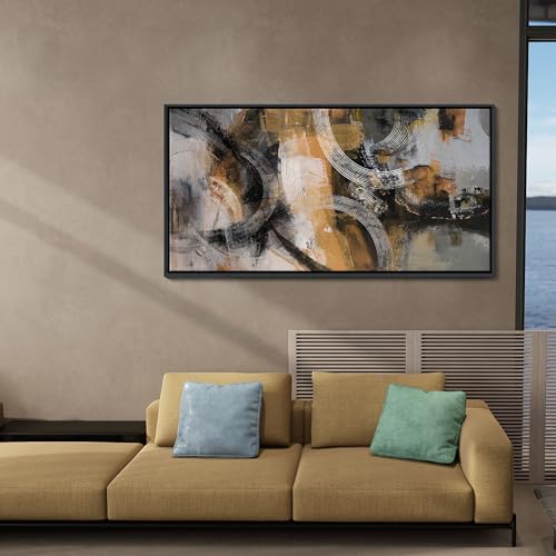 KLAKLA Wall Art for Living Room & Office - Modern Abstract Canvas Wall Art Decor - Orange, Gray, Yellow Paintings & Pictures for Living Room - Bedroom Wall Decor 24×48IN