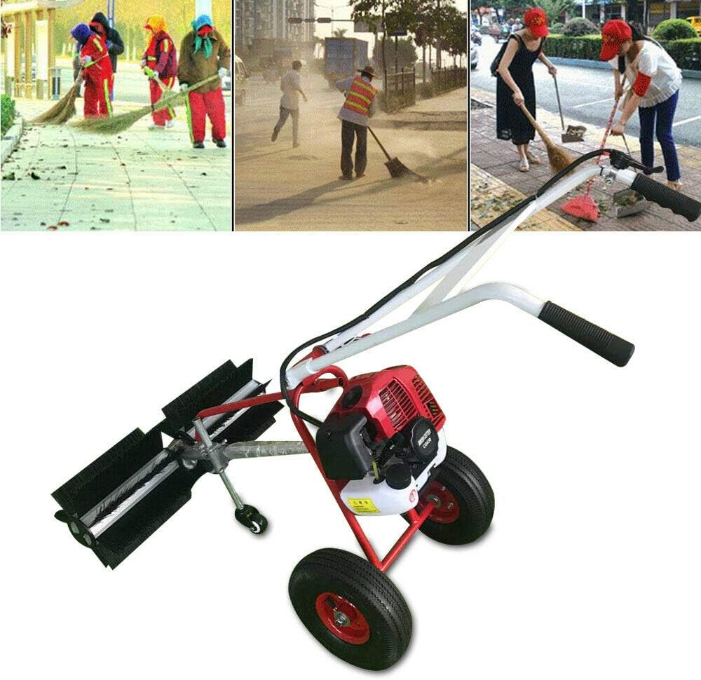 DIFU 1.7HP 2 Stroke 43cc Gas Power Handheld WalkBehind Sweeper Broom Cleaning Driveway Turf Grass Walkway, 1.25 kW, USA Stock