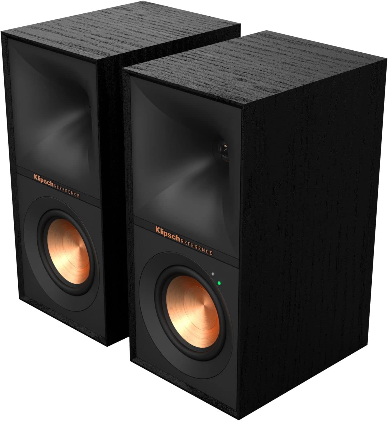 Klipsch Reference R-40PM Powered Bookshelf Speakers - 90-Degree x 90-Degree Tractrix Horn - Linear Travel Suspension - Sleek, Modern Appearance (Renewed)