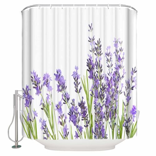 Waterproof Shower Curtain Stained Glass Meadow Flower Dragonfly Print Polyester Fabric Bath Curtain Home Hotel Apartment Bathroom Shower Curtain Long 72x78IN