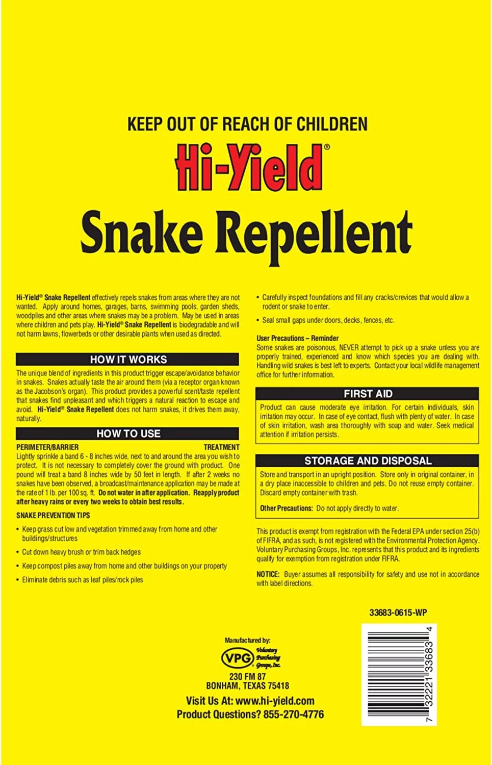 Hi-Yield 33683 Snake Repellent 4 lbs.