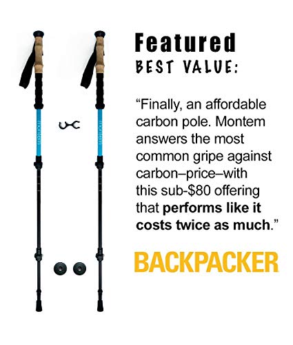 Montem Ultra Light 100% Carbon Fiber Trekking, Walking, and Hiking Poles - One Pair (2 Poles) - Ultra Light, Quick Locking, and Ultra Durable