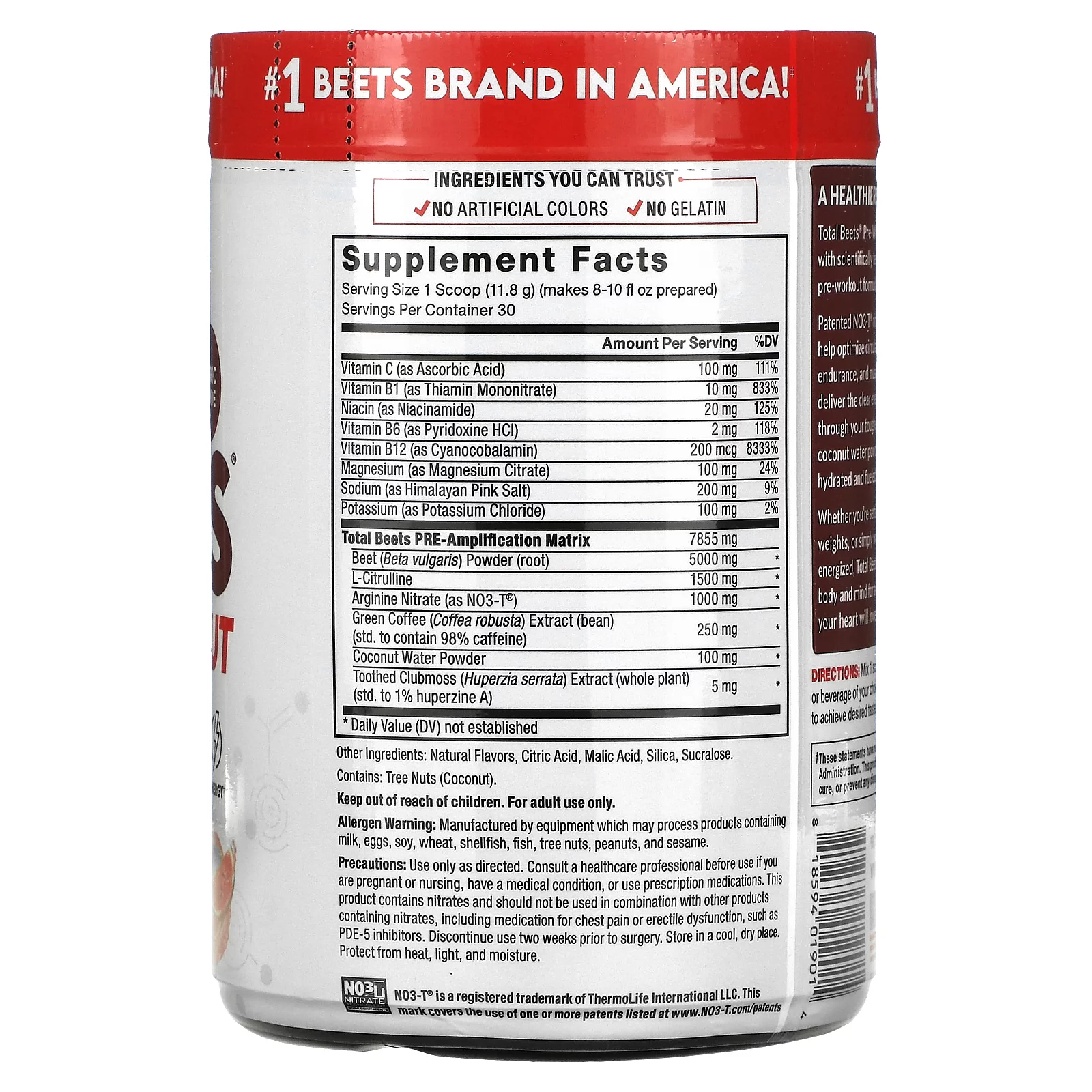 FORCE FACTOR Total Beets Pre-Workout Powder to Boost Energy  Endurance, Increase Strength, and Improve Blood Flow and Pumps, Nitric Oxide Supplement with Beet Root Powder, Watermelon, 30 Servings