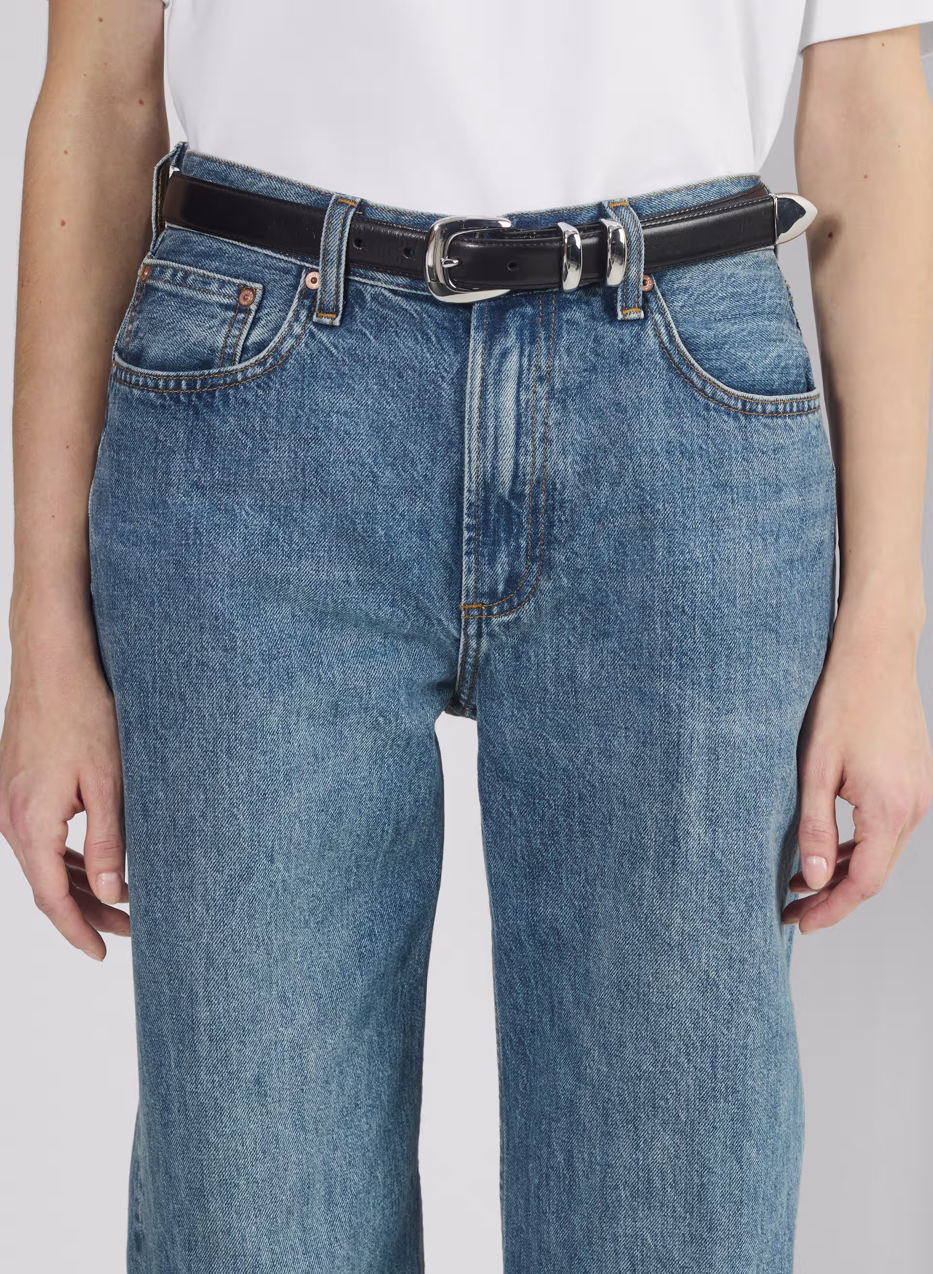 Legendary Solid Brass Leather Belt - ARITZIA OUTLET