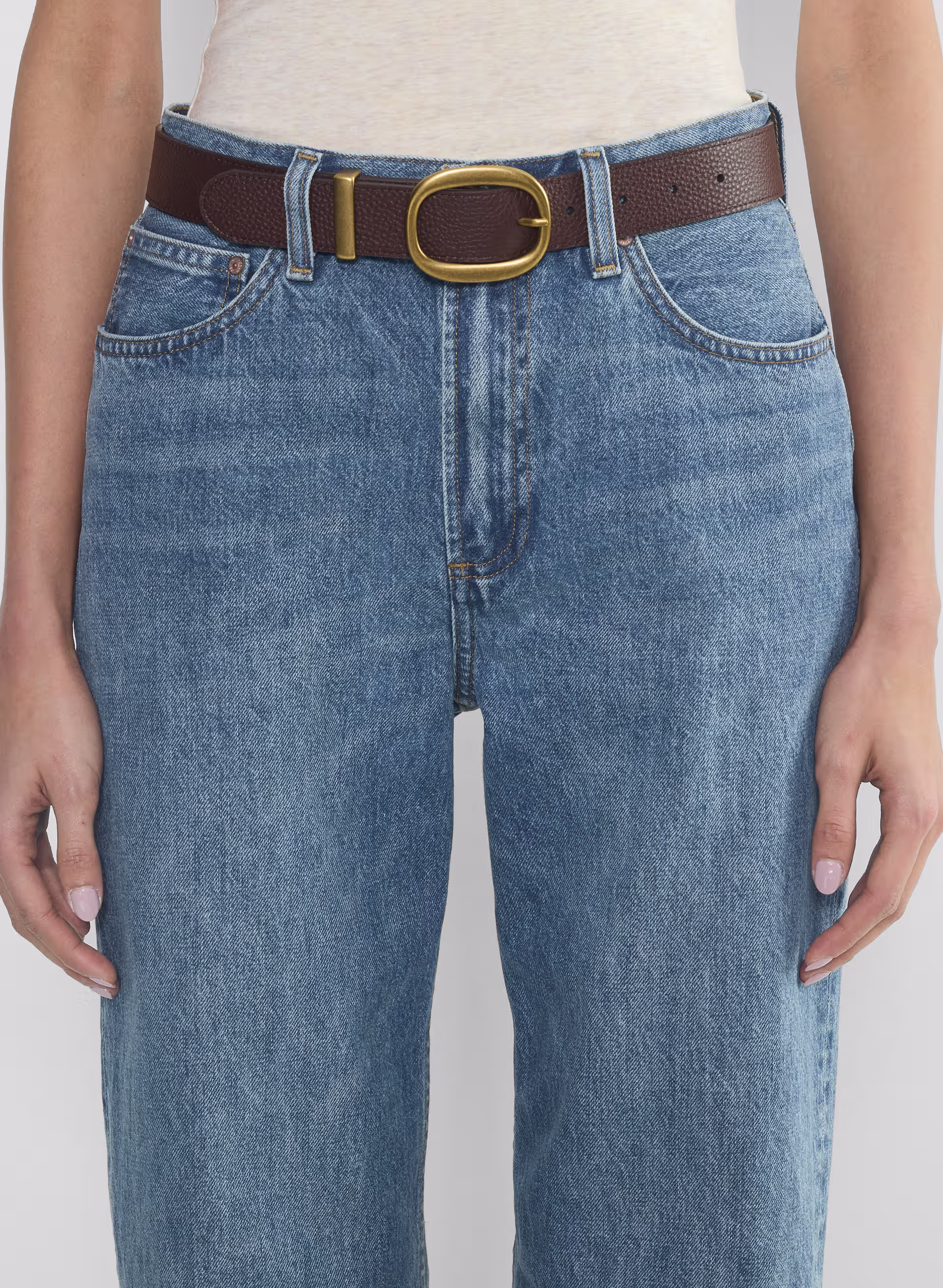 Lifetime Solid Brass Leather Wide Belt - ARITZIA OUTLET