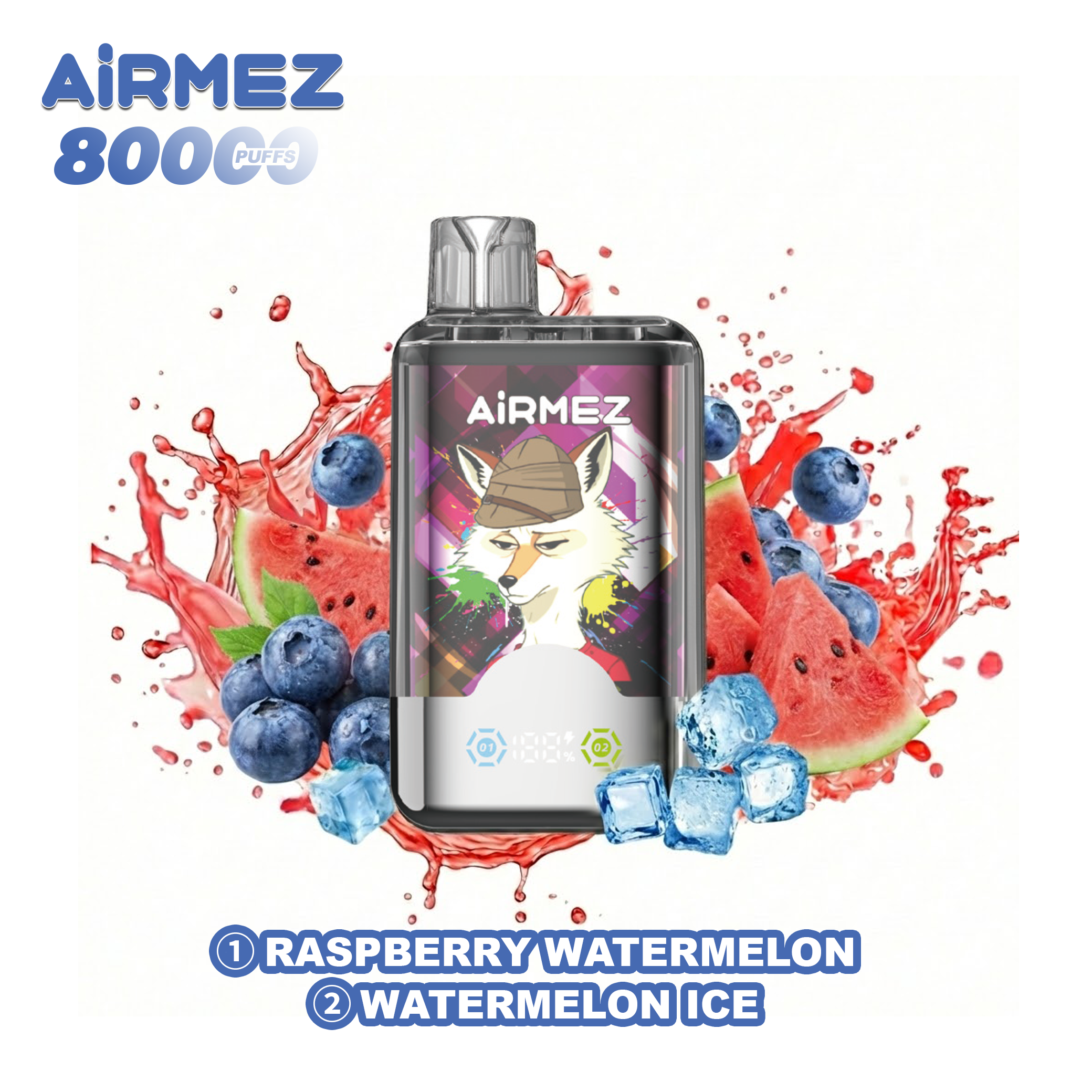 Airmez Fox 2-in-1 (80K Puffs) - Watermelon Ice & Raspberry Watermelon