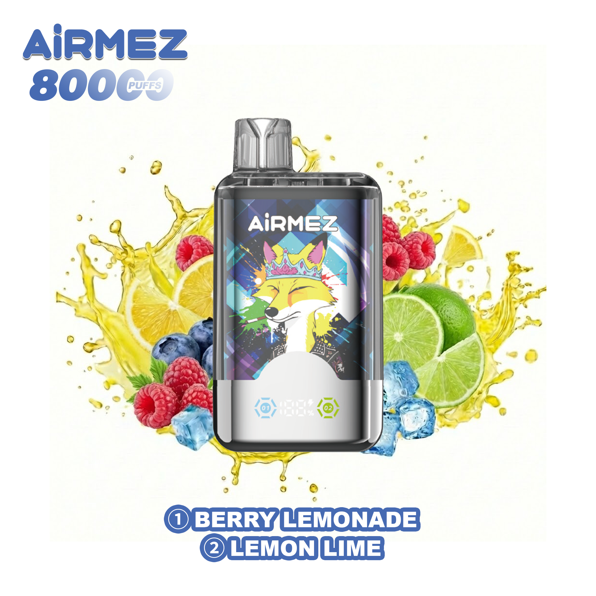 Airmez Fox 2-in-1 (80K Puffs) - Berry Lemonade & Lemon Lime